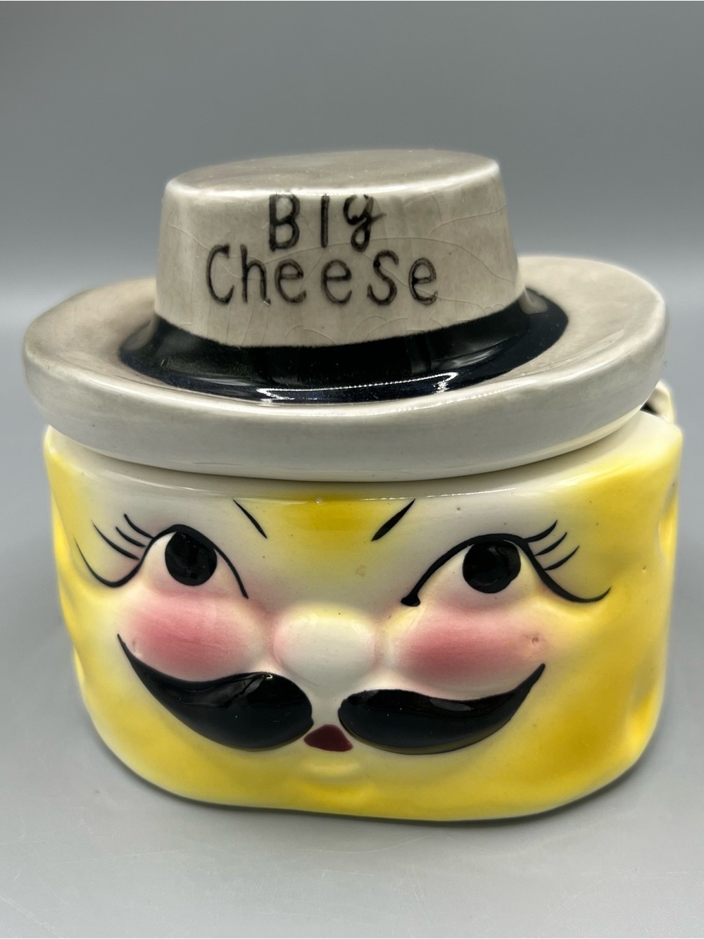 Vintage Deforest Big Cheese Jar California Pottery Anthropomorphic Dish